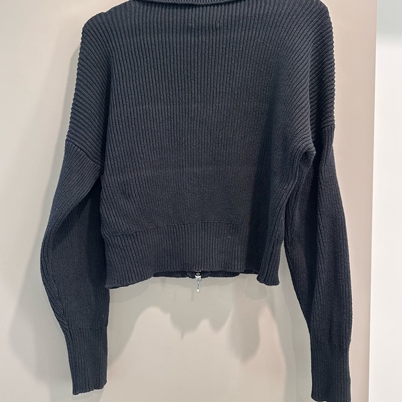 Abercrombie & Fitch zip up ribbed sweater cardigan jacket black medium - Picture 3 of 6